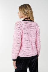 CASAQUETO CROCHETADO ROSA NICE