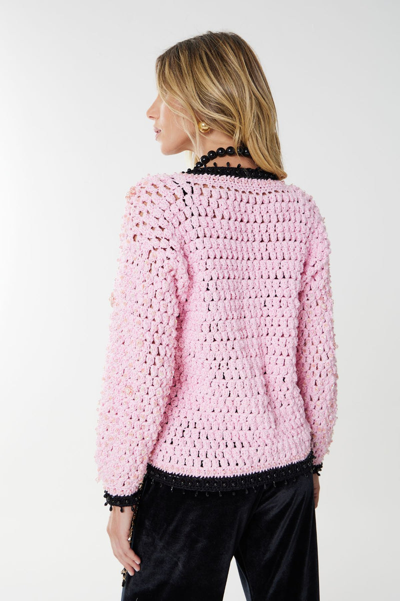 CASAQUETO CROCHETADO ROSA NICE