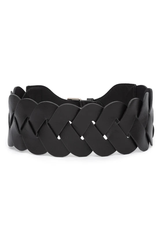 CINTO TRESSE COURO PRETO