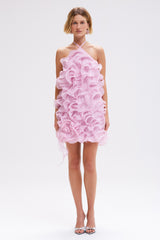VESTIDO PAT BO ROSA DETALHES ONDAS CORPO