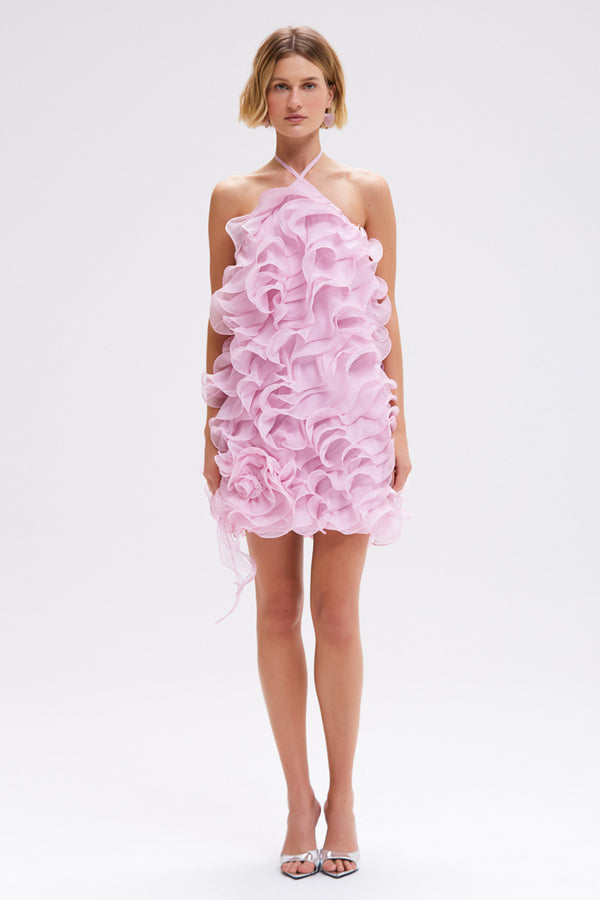 VESTIDO PAT BO ROSA DETALHES ONDAS CORPO