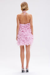 VESTIDO PAT BO ROSA DETALHES ONDAS CORPO