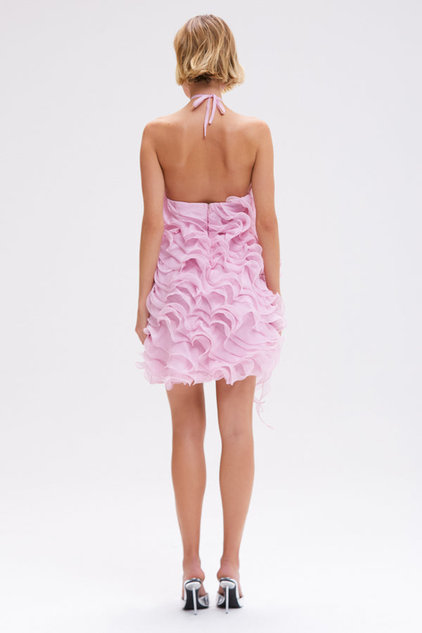VESTIDO PAT BO ROSA DETALHES ONDAS CORPO