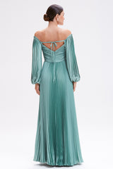 VESTIDO LONGO PLISSADO PATBO VERDE CLARO