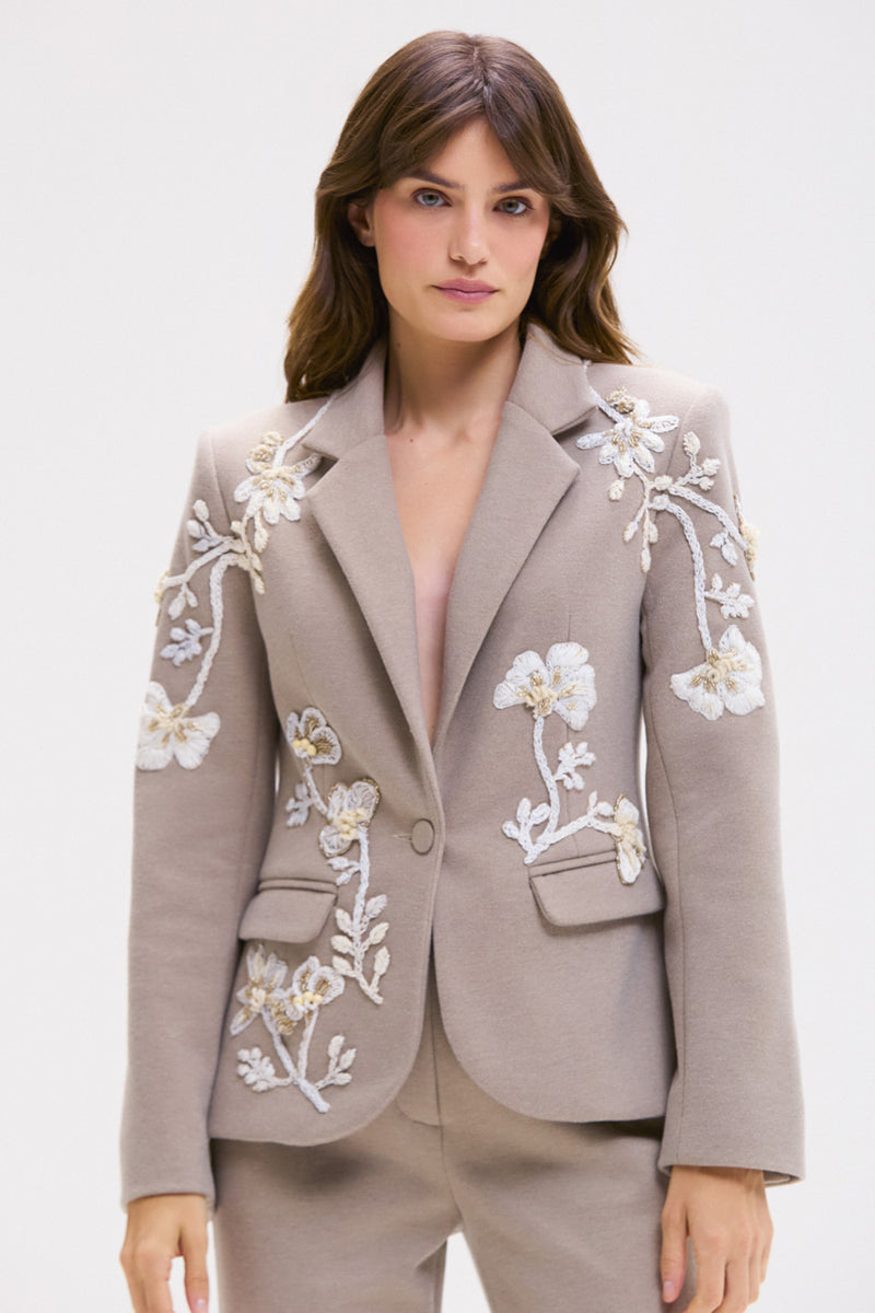 BLAZER CINZA COM FLORES BORDADAS PATBO
