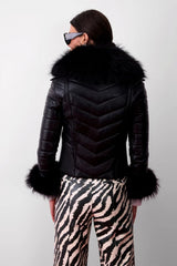 JAQUETA PUFFER PELE PRETO