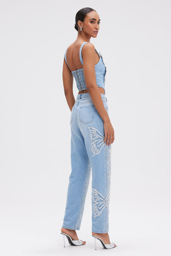 CALÇA JEANS BORDADA PATBO