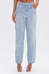 CALÇA JEANS BORDADA PATBO