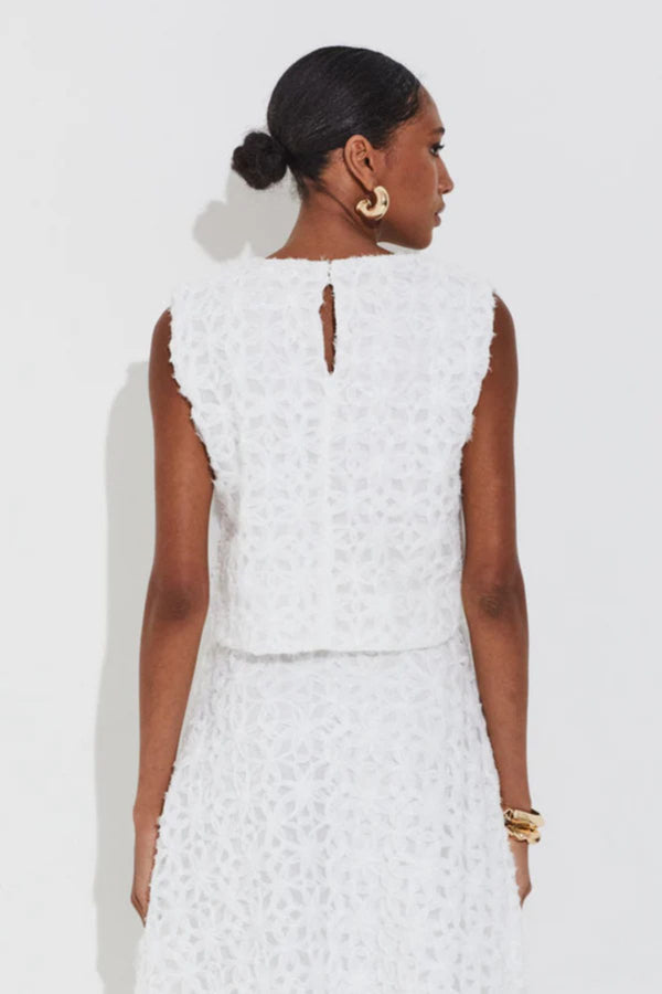 BLUSA EM TULE BORDADO BRANCO