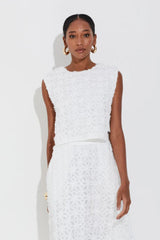 BLUSA EM TULE BORDADO BRANCO