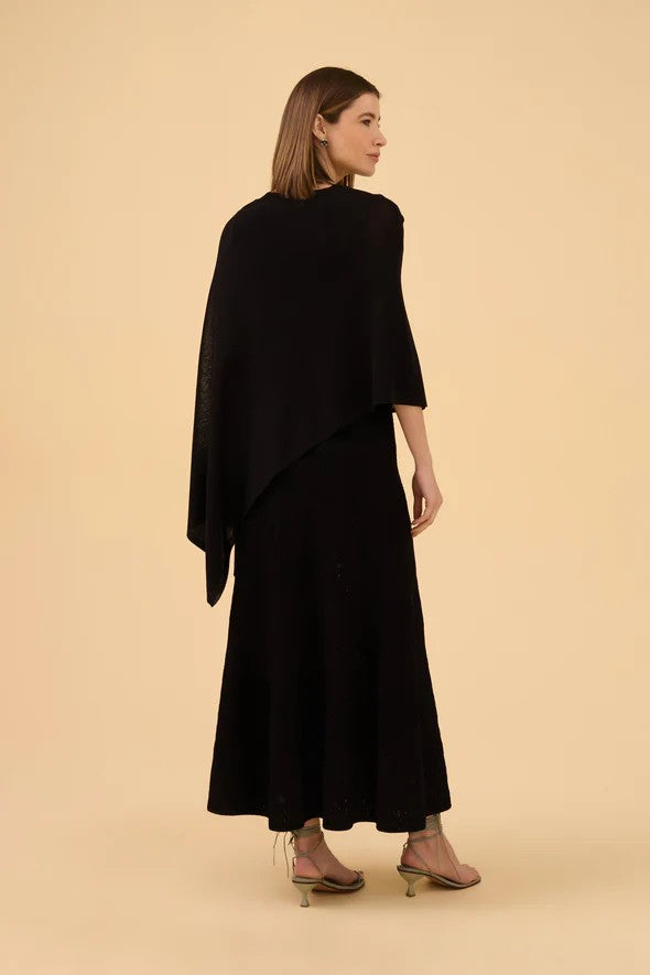 SAIA MIDI RENDA TRICOT PRETA