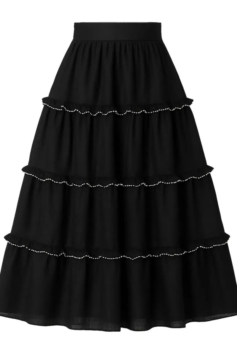 SAIA BABADOS MAXI MIDI SATIN PRETA