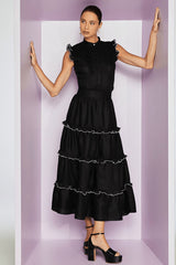 SAIA BABADOS MAXI MIDI SATIN PRETA