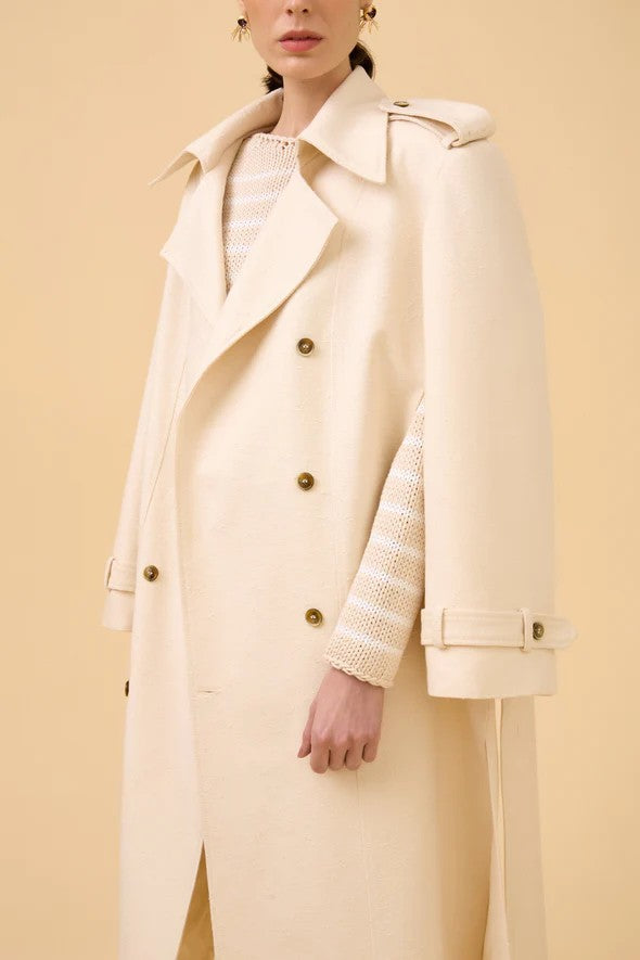 TRENCH COAT EM TECIDO AREIA