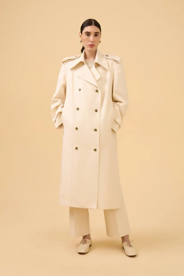 TRENCH COAT EM TECIDO AREIA
