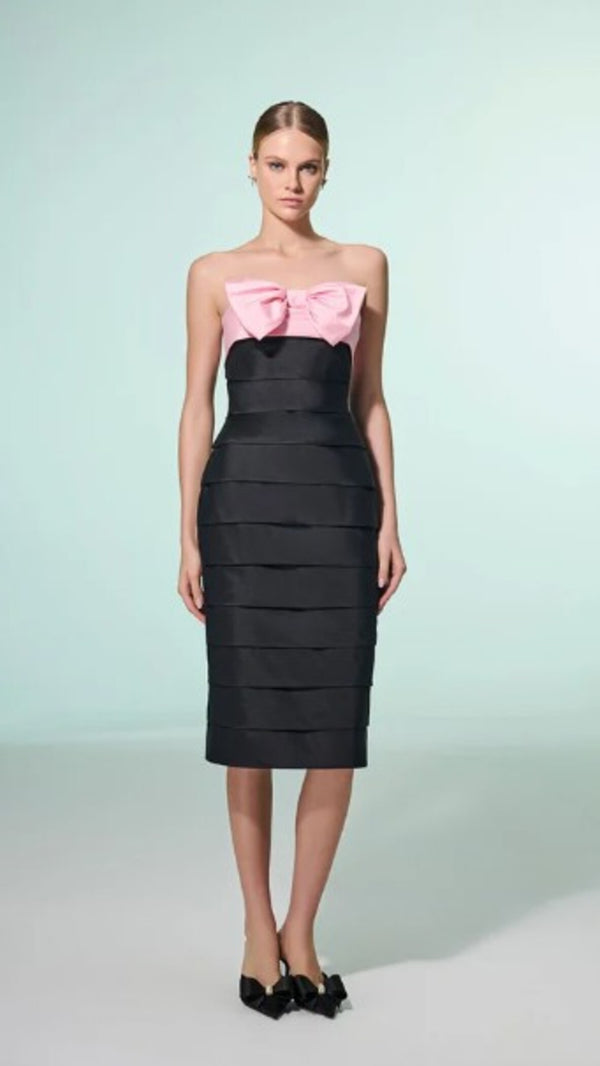 VESTIDO BICOLOR TUBO LAÇO BLUSH ROSE
