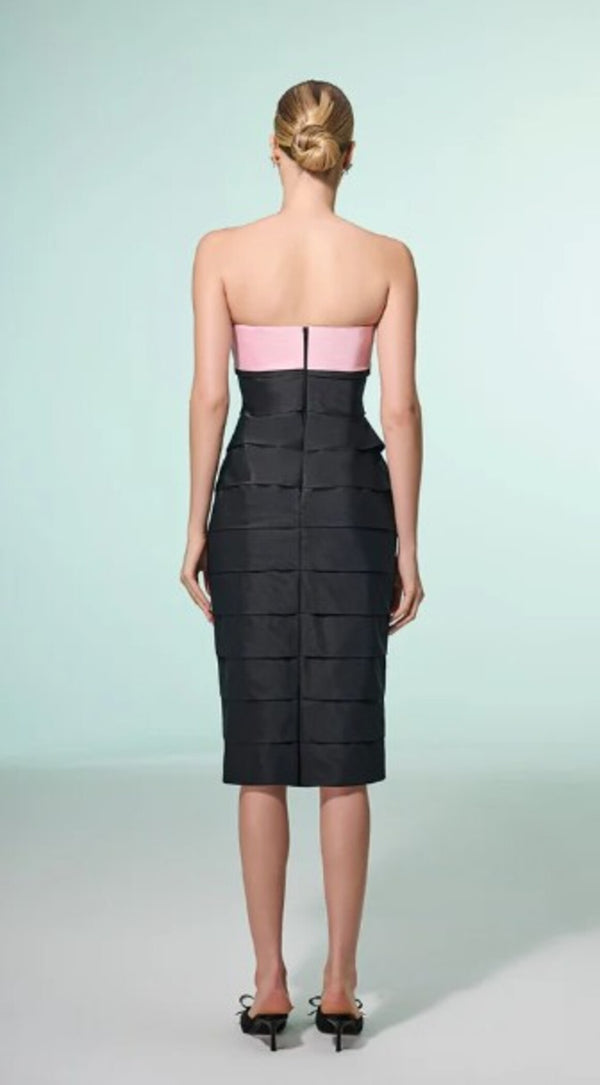 VESTIDO BICOLOR TUBO LAÇO BLUSH ROSE