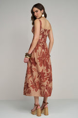 VESTIDO CORSET ESTAMPADO MARROM