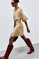 VESTIDO COTTON REMO ROSALIE BEGE