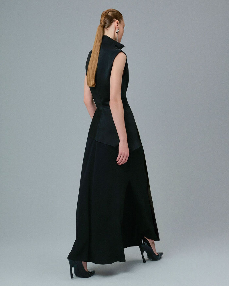 VESTIDO CREPE ESTONADO PRETO DUNA
