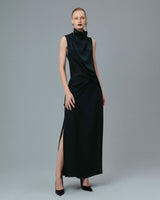 VESTIDO CREPE ESTONADO PRETO DUNA
