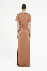 VESTIDO CREPE GLAM MOCHA