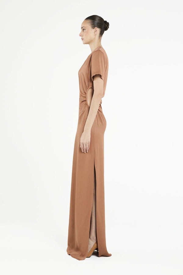 VESTIDO CREPE GLAM MOCHA