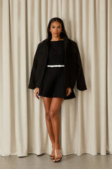 VESTIDO CURTO CAMILE CINTO LAÇO PRETO