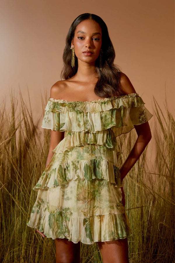 VESTIDO CURTO RECORTES ESTAMPADO