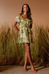 VESTIDO CURTO RECORTES ESTAMPADO