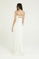 VESTIDO CREPE JIAS OFF WHITE