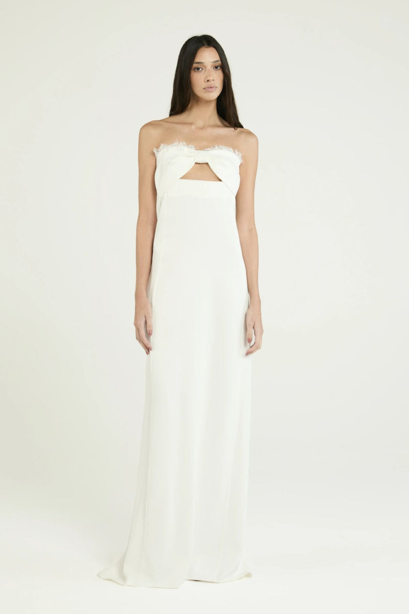 VESTIDO CREPE JIAS OFF WHITE