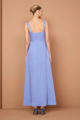 VESTIDO LINEN RESORT AZUL