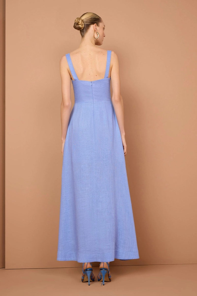 VESTIDO LINEN RESORT AZUL