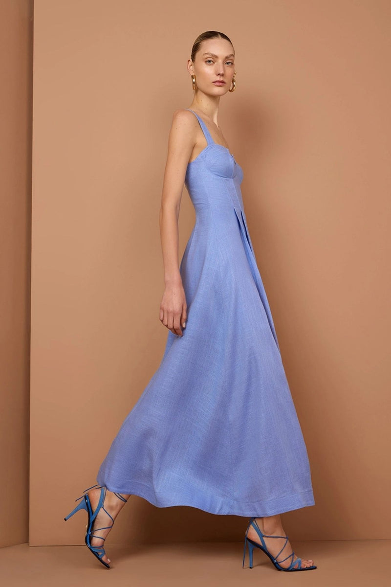 VESTIDO LINEN RESORT AZUL