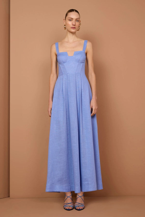 VESTIDO LINEN RESORT AZUL