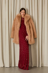 VESTIDO LONGO AMANDA BORDADO DARK RED