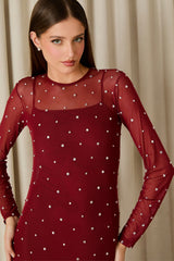 VESTIDO LONGO AMANDA BORDADO DARK RED