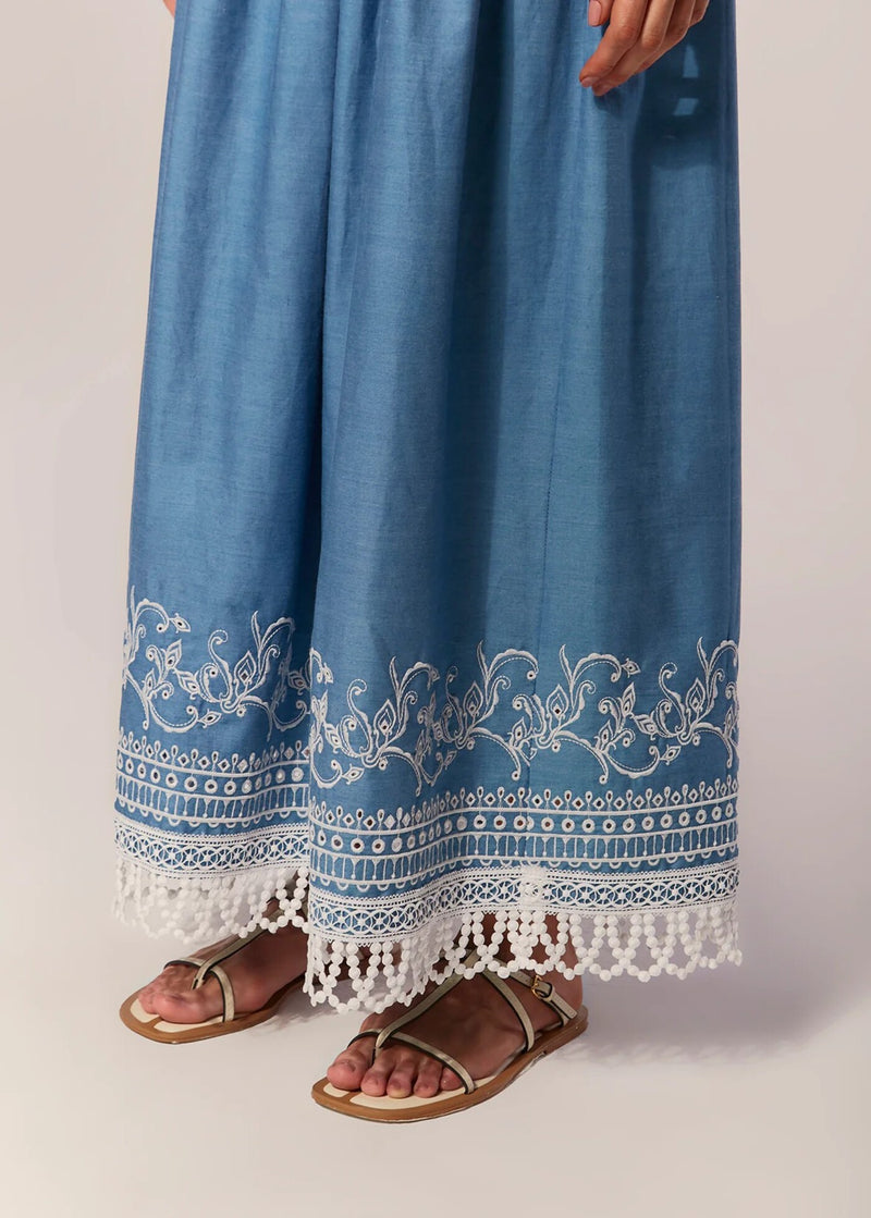 VESTIDO LONGO COM ALÇA DENIM