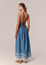 VESTIDO LONGO COM ALÇA DENIM