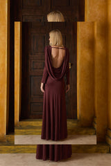 VESTIDO LONGO JERSEY CAFÉ