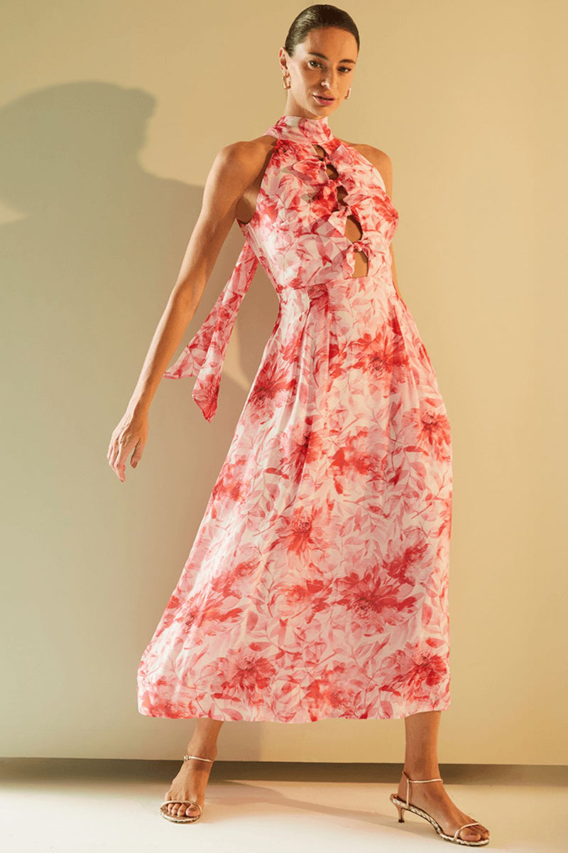 VESTIDO MAXI MIDI CAT EM SEDA