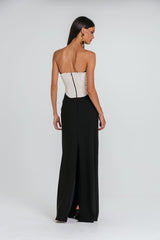 VESTIDO MELISSA PRETO E MARFIM