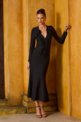 VESTIDO MIDI BABADO PATÊ