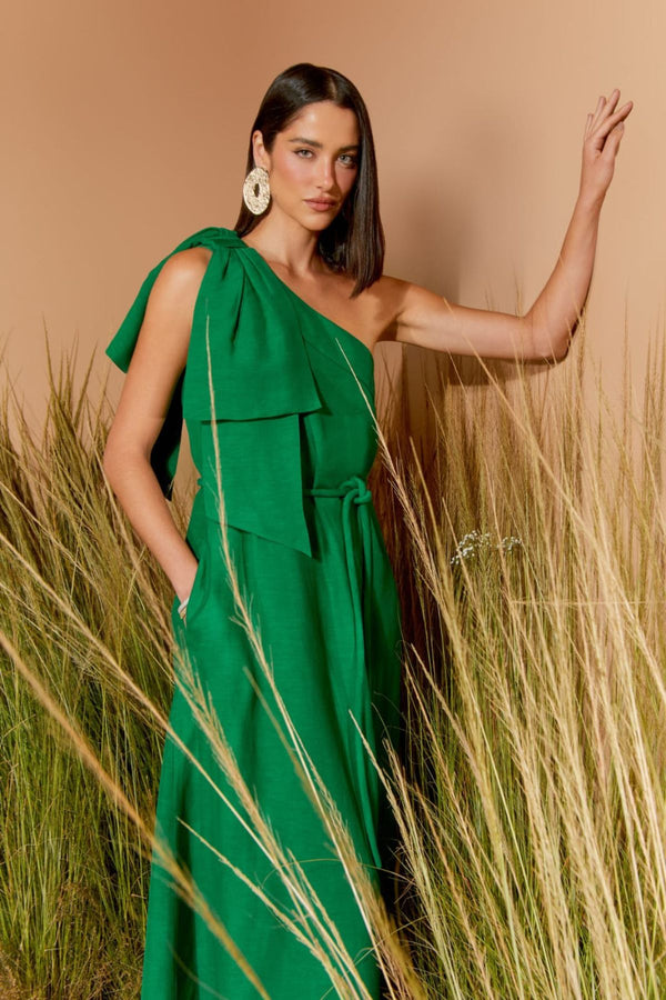 VESTIDO MIDI LAÇO LAÇO EUCALIPTO