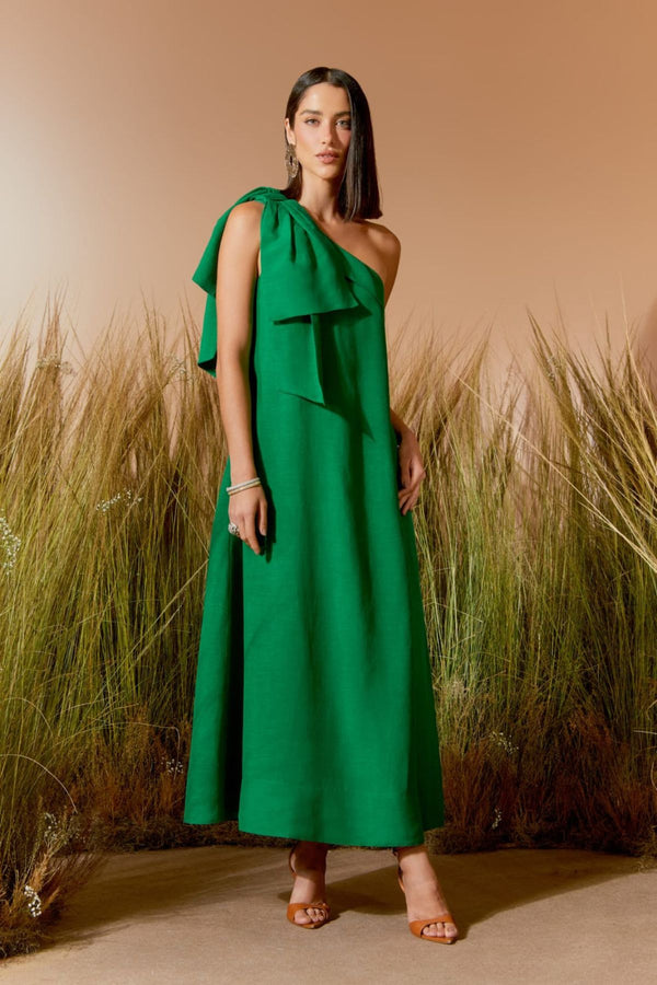 VESTIDO MIDI LAÇO LAÇO EUCALIPTO