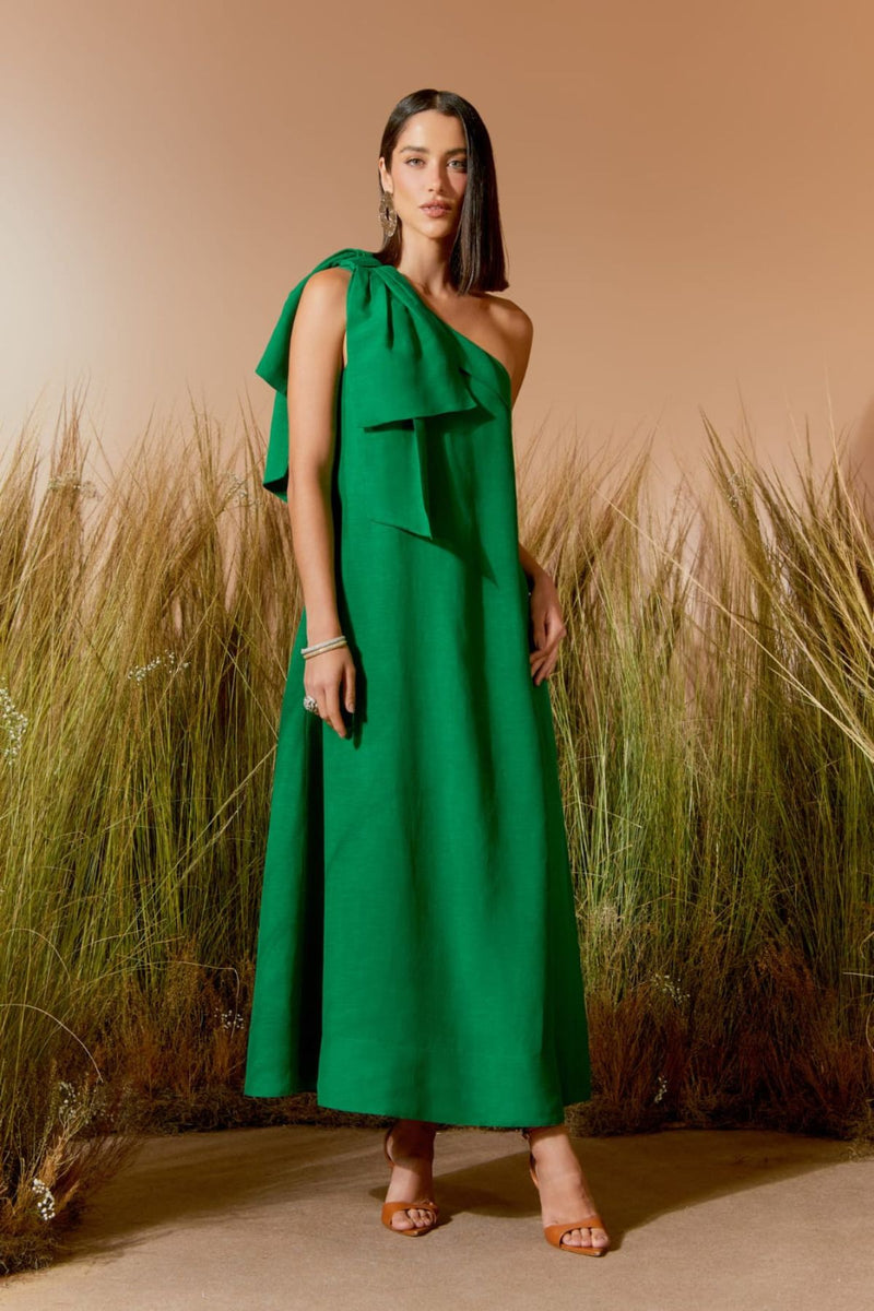 VESTIDO MIDI LAÇO LAÇO EUCALIPTO