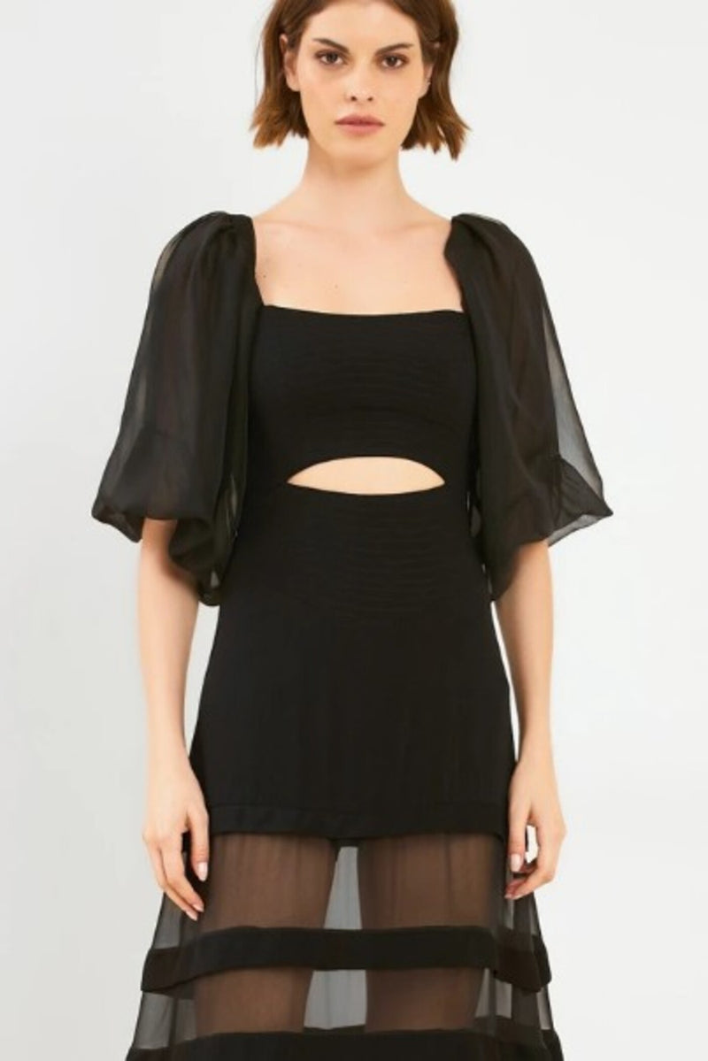 VESTIDO MIDI MANGA BUFANTE