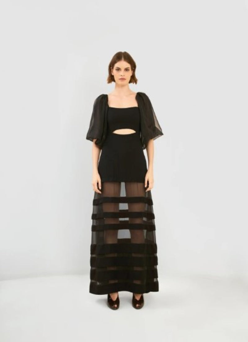 VESTIDO MIDI MANGA BUFANTE