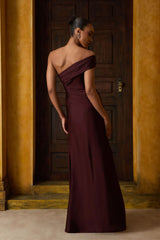 VESTIDO LONGO OMBRO SÓ DRAPE RECORTE